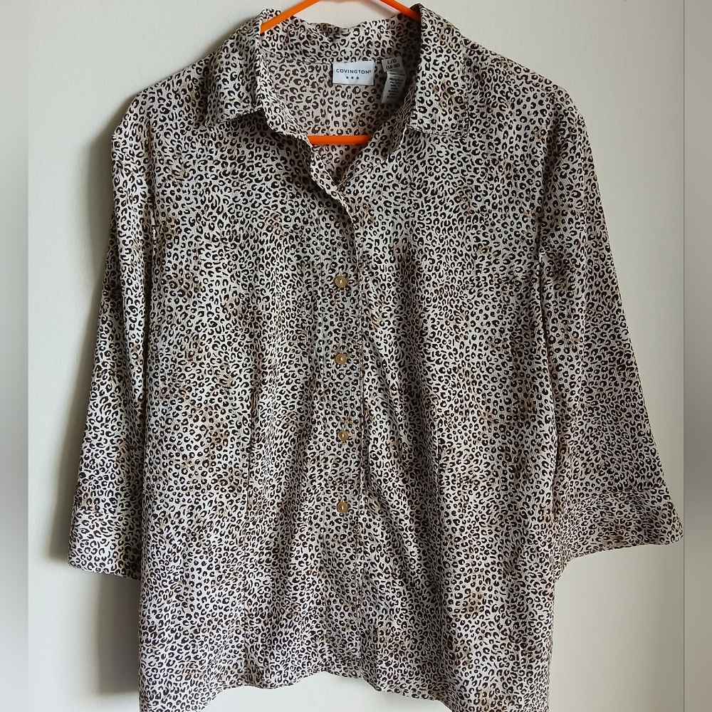 NWOT Covington Animal Print Button Top 14/16